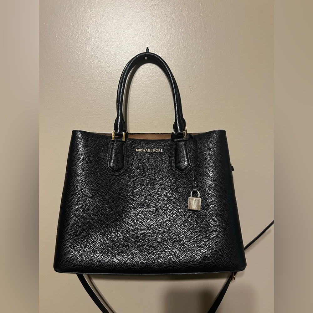 EUC Michael Kors Black Satchel with Gold Accents